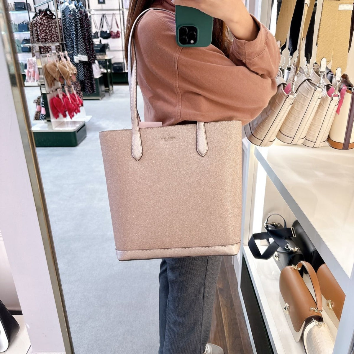 Kate Spade K9338 Tinsel Tote In Rose Gold Kate Spade K9338 Tinsel Tote In Rose Gold